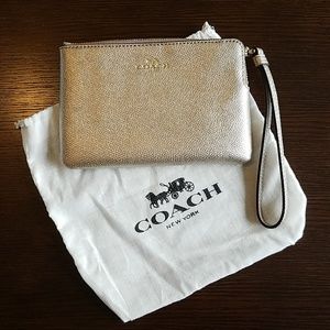 Coach Light Gold/Platinum Metallic Wristlet Bag